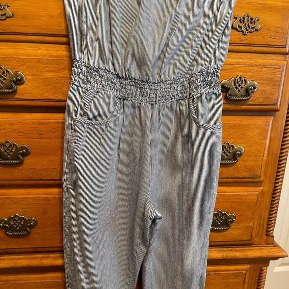 Ladies large tube top jumpsuit. Denim blue and white. - Picture 2 of 6